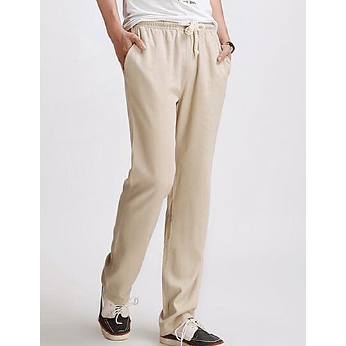 Men cultivating flax, pants pants, plain